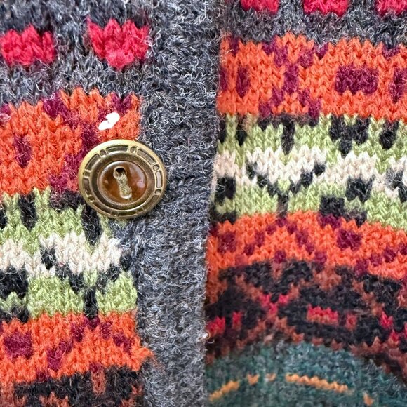 Claudia Barnes Sweater Vest Large Fair Isle Wool Blend Red Gray Womens Vintage - Picture 4 of 7